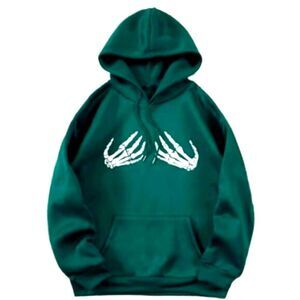 Unisex Skeleton Hand Print Hooded Sweatshirt